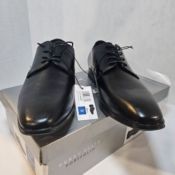 Perry Ellis Men’s Leather Oxford Lace-Up Dress or‎ Casual Shoe Black / Size 9 main image 5